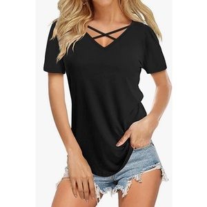 Pink Republic Dark Gray Criss Cross Top